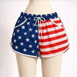Women's Patriotic Star & Stripe Shorts by DeeRose - Size Large
